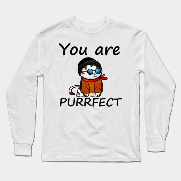 You're purrfect #catdrawing Long Sleeve T-Shirt by BeccaKen Designs